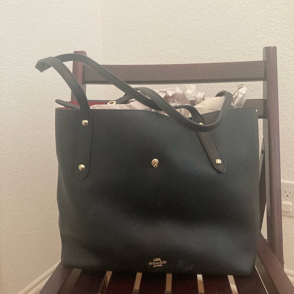 Coach Black Leather Tote Bag